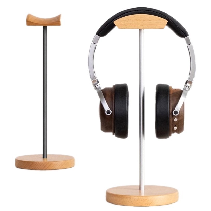 Headset Gaming Console - Penyangga Headphone Kayu Walnut Hitam &